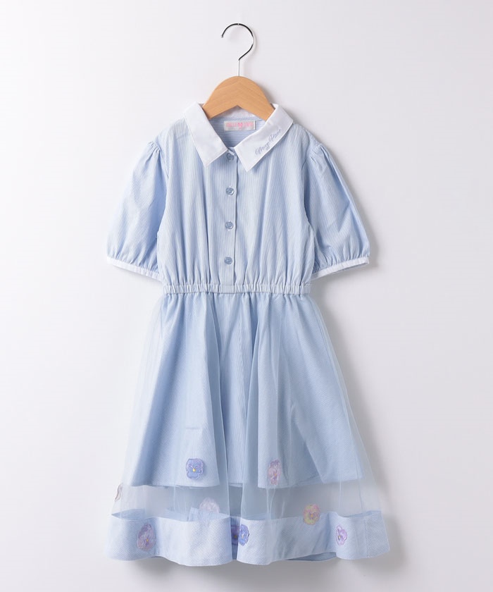 メゾピアノ べリエ レトロ デニム ワンピース 美品 メゾピアノ 120 デニムワンピース ベリエちゃん 平成レトロ
