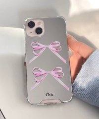 shopnikoniko/ピンクリボン ミラー スマホケース ma 【即納】 リボン 蝶々結び 鏡 スマホカバー アイフォン iphoneケース シリコン バレエコア フレンチガーリー /505880234