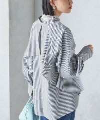 SHIPS WOMEN/〈UVカット/手洗い可能〉ストライプ バック ラッフル ブラウス 24SS ◇/505880308