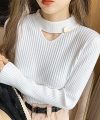 Amulet/アミュレット Amulet チョーカー風ハイネックリブニット レディース 10代 20代 30代 韓国ファッション カジュアル 秋 冬 無地 シンプル 可愛い /505881154