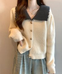 Amulet/アミュレット Amulet スカラップバイカラーニット レディース 10代 20代 30代 韓国ファッション カジュアル 秋 冬 無地 シンプル 可愛い おしゃ/505881155