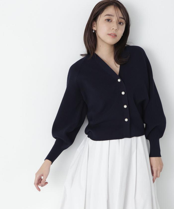 パールボタンニットカーディガン 24SS(505863126) | ナチュラル パールボタンニットカーディガン 24SS(505863126) | ナチュラル