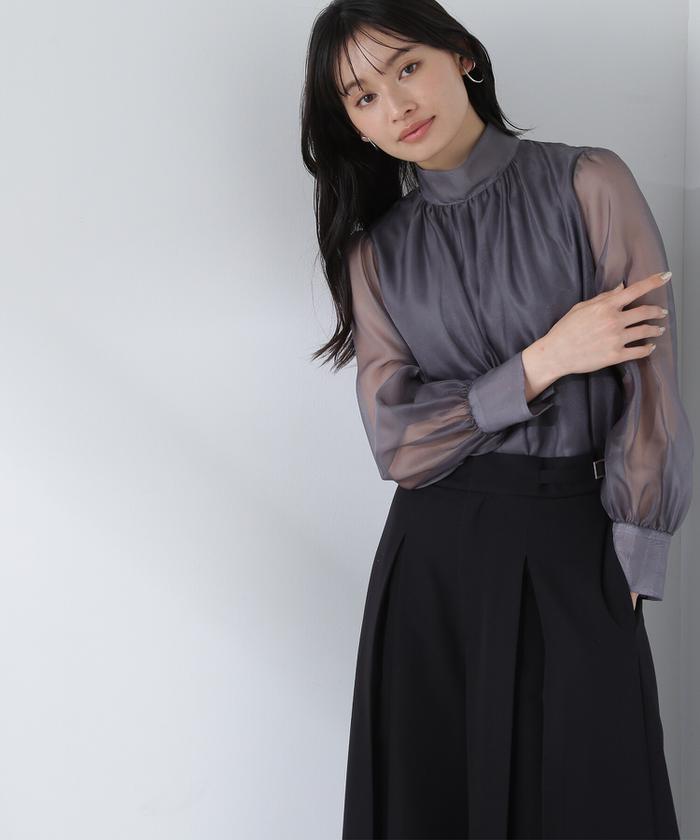 ハイネックボリュームシアーブラウス 24SS(505879835