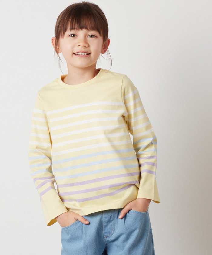 パネルストライプ Tシャツ セール 50%OFF】[120－130]パネルボーダーロンT(505793738