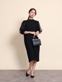 FENNEL/フェンネル FENNEL チュールスリーブバックリボンワンピース/505890214