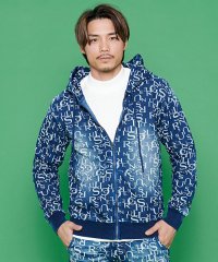CavariA/キャバリア CavariA CavariA 総柄カットデニムジップ長袖パーカー/505892515