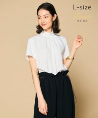 BEIGE，/【洗える・L－size】EVA / ハイネックハーフスリーブブラウス/505894098