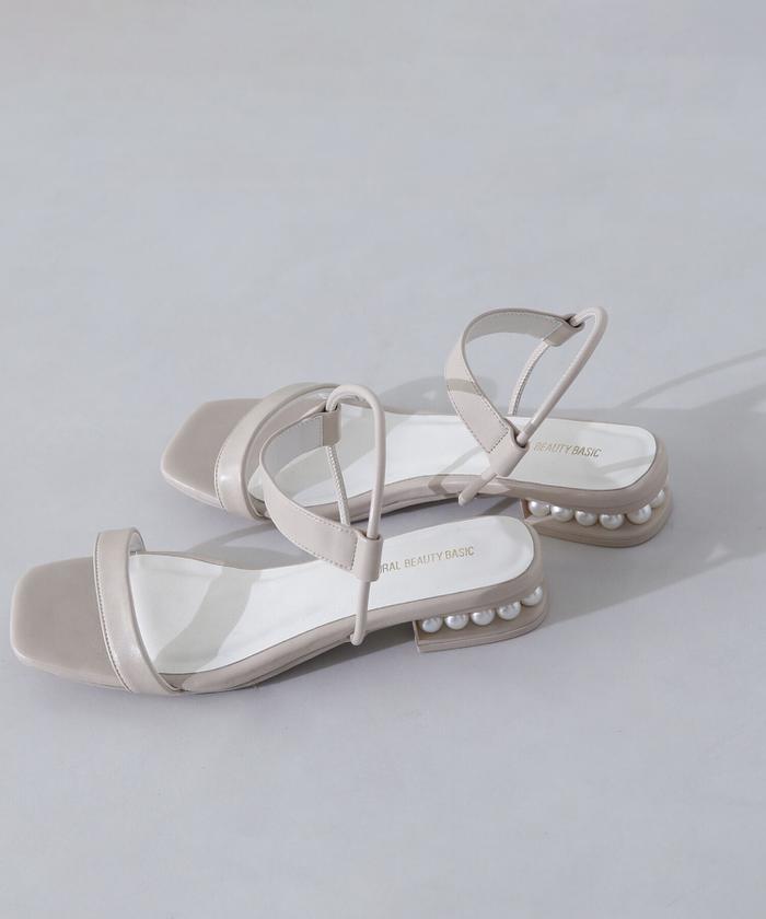 セール 30%OFF】パールヒールサンダル(505896666) | ナチュラル