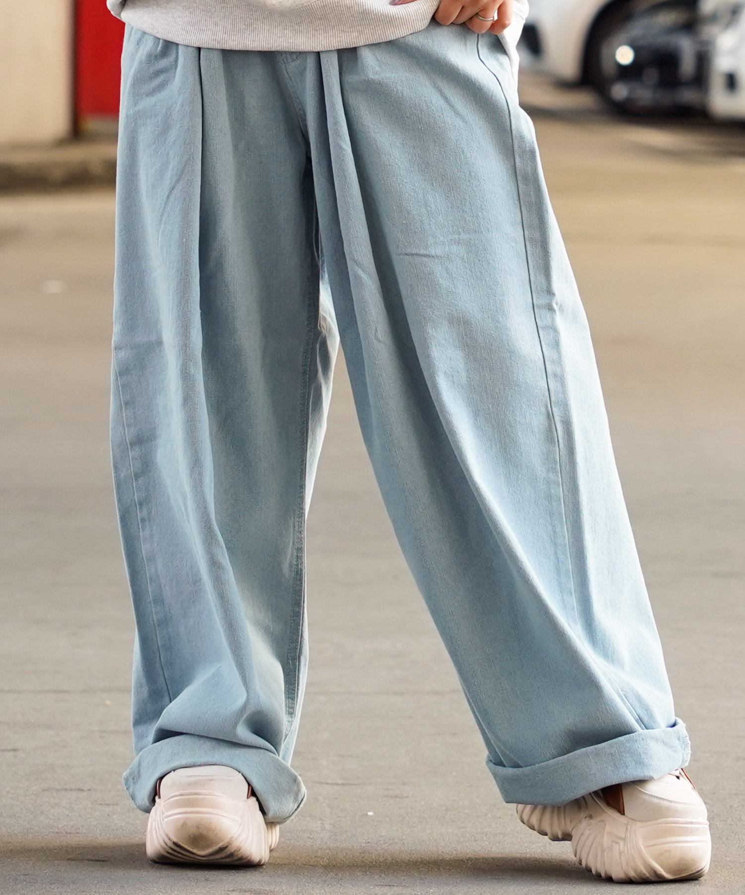 ストレッチPU ワイドカーゴパンツ / Stretch PU Wide Cargo