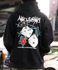 1111clothing/◆グラフィック 発砲プリント 裏起毛 プルパーカー◆ オーバーサイズ パーカー メンズ ビッグシルエット パーカー レディース ダイス 8ボール サイコロ バッ/505897737