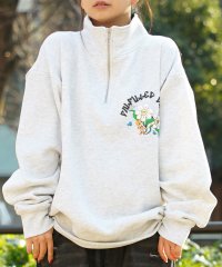 1111clothing/◆フラワーモチーフ ハーフジップ◆ オーバーサイズ ハーフジップ メンズ ビッグシルエット ハーフzip レディース スウェット トレーナー 裏起毛 アノラック/505897738