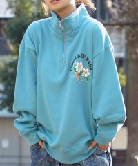 1111clothing/◆フラワーモチーフ ハーフジップ◆ オーバーサイズ ハーフジップ メンズ ビッグシルエット ハーフzip レディース スウェット トレーナー 裏起毛 アノラック/505897738