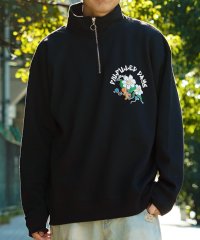 1111clothing/◆フラワーモチーフ ハーフジップ◆ オーバーサイズ ハーフジップ メンズ ビッグシルエット ハーフzip レディース スウェット トレーナー 裏起毛 アノラック/505897738