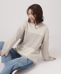 SHOO・LA・RUE/【体型カバ―】変形ボーダー キーネックニット/505898158