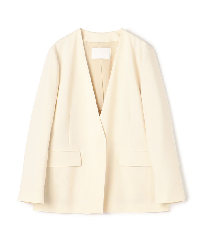 セール 40%OFF】リネンレーヨンストレッチ ノーカラージャケット