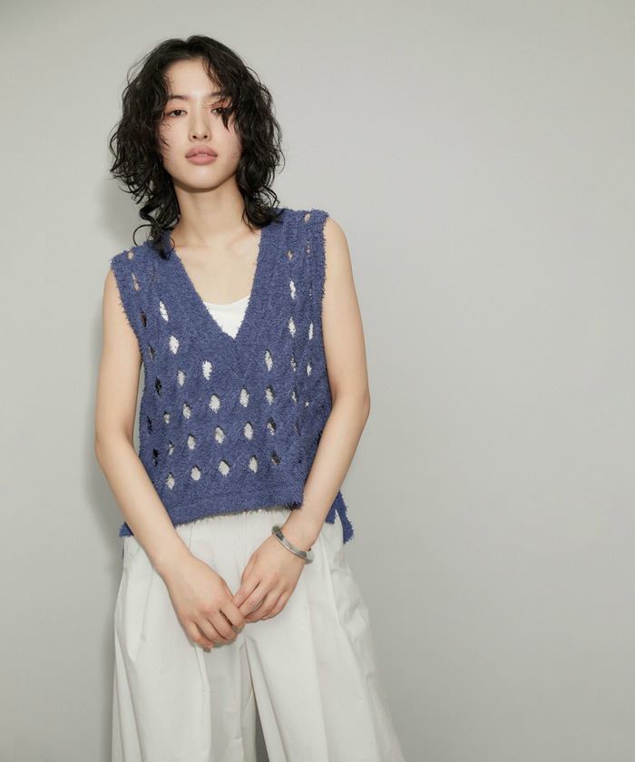 【50％OFF】 セール】【WEB限定】スラッシュケーブルニットジレ(505898801 トップス