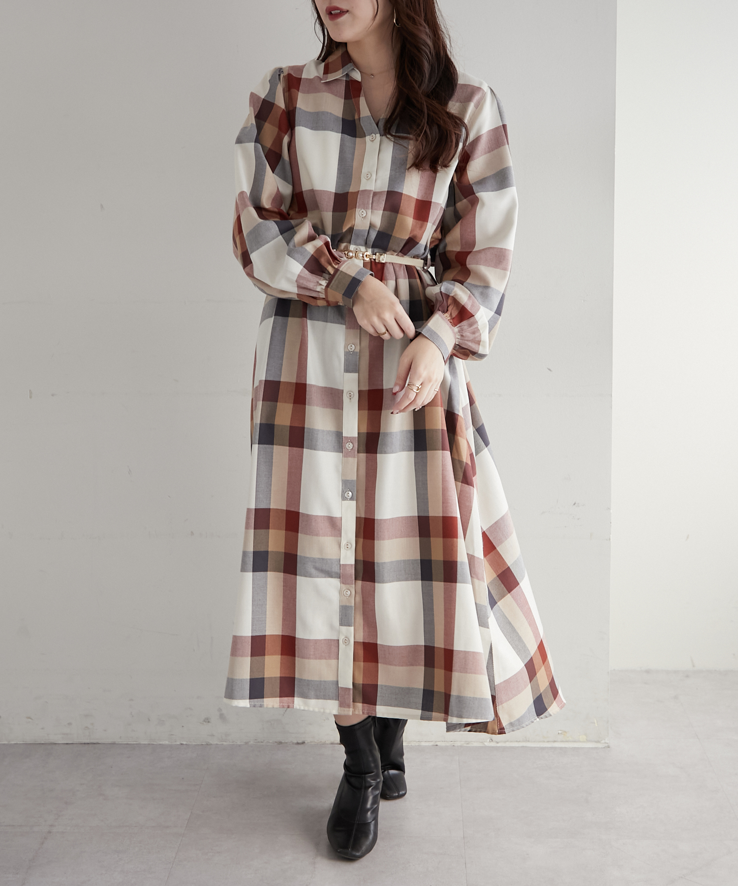 オリーブ デ オリーブ OLIVE des OLIVE テレコBIG衿×チェック