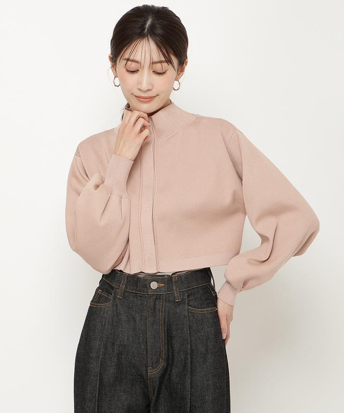 セール 60%OFF】スタンドネッククロップドニットジャケット セール 60%OFF】スタンドネッククロップドニットジャケット