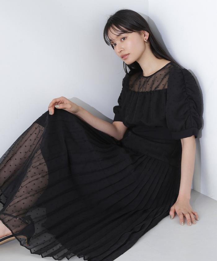 セール 50%OFF】シアードットプリーツワンピース(505899096