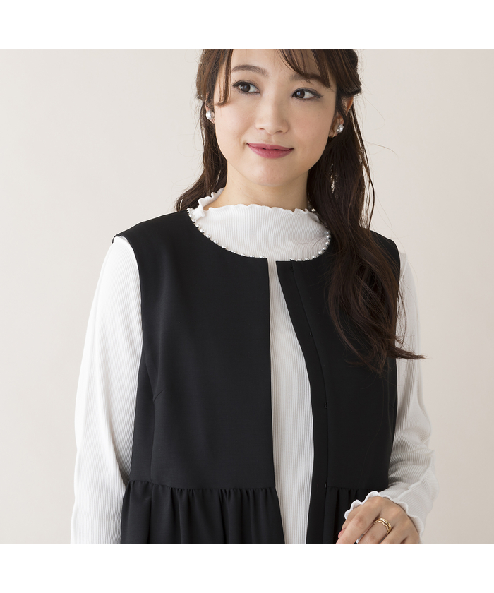 ローズティアラ パール ベスト ジレ 黒 大きいサイズ♡ Rose ローズティアラ パール ベスト ジレ 黒 大きいサイズ♡ Rose