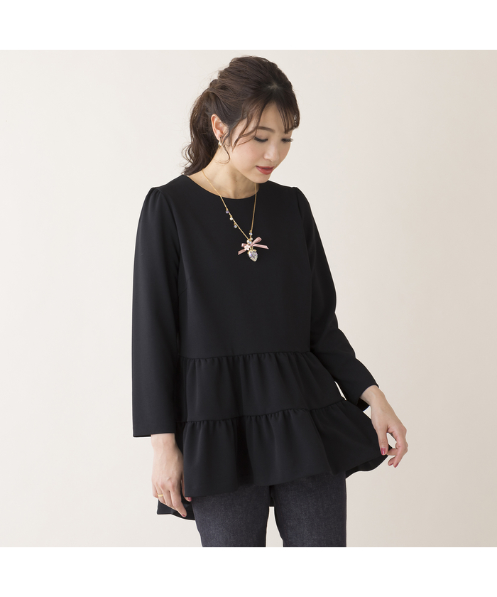 セール 60%OFF】パーフェクトジャージフリル切替カットソー セール 60%OFF】パーフェクトジャージフリル切替カットソー