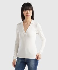 BENETTON (women)/襟付きVネックリブ長袖Tシャツ・カットソー/505895365