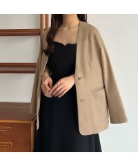 callautia/カラウティア callautia callautia ノーカラーリネン混ジャケット/505903330