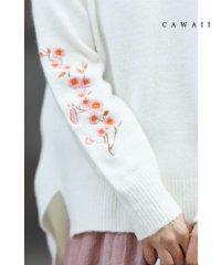 CAWAII/春を呼ぶ桜刺繍スリーブのニットプルオーバートップス/505904099