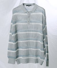 LUXSTYLE/メッシュボーダーニットポロシャツ/メンズポロシャツ ポロシャツ メンズ 長袖 ニット メッシュ ボーダー/505908340