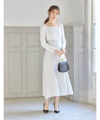 tocco closet/バックレースアップリブニットソー×ツイードドッキングワンピース/505879071