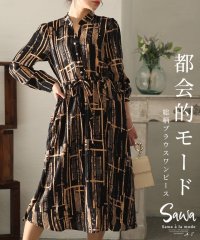 Sawa a la mode/レディース 大人 上品 大人モードなエレガンスを纏う総柄ブラウスワンピース/505910316