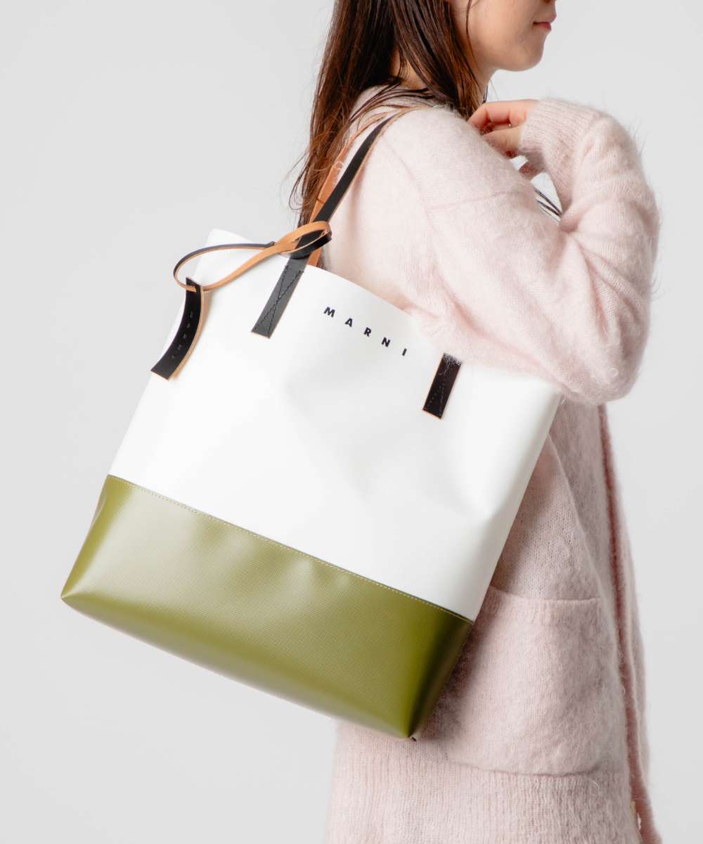 MARNI ホワイト、ブラック TRIBECAショッピングバッグ（本日限定