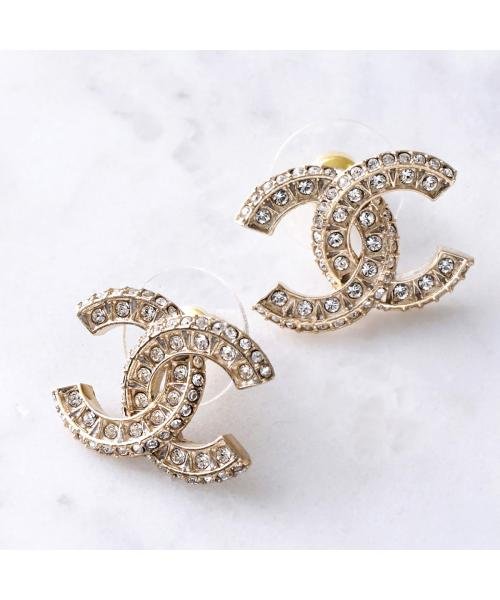 セール】CHANEL ピアス A86504 Y09569 ココマーク ラインストーン 