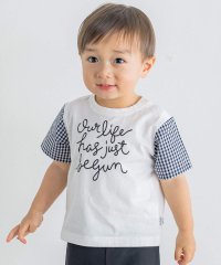 birthday party/【お揃い】袖ギンガムチェックロゴTシャツ(80~110cm)/505879760