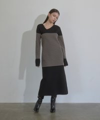 MIELI INVARIANT/Border Parts Mix Knit Dress/505912313