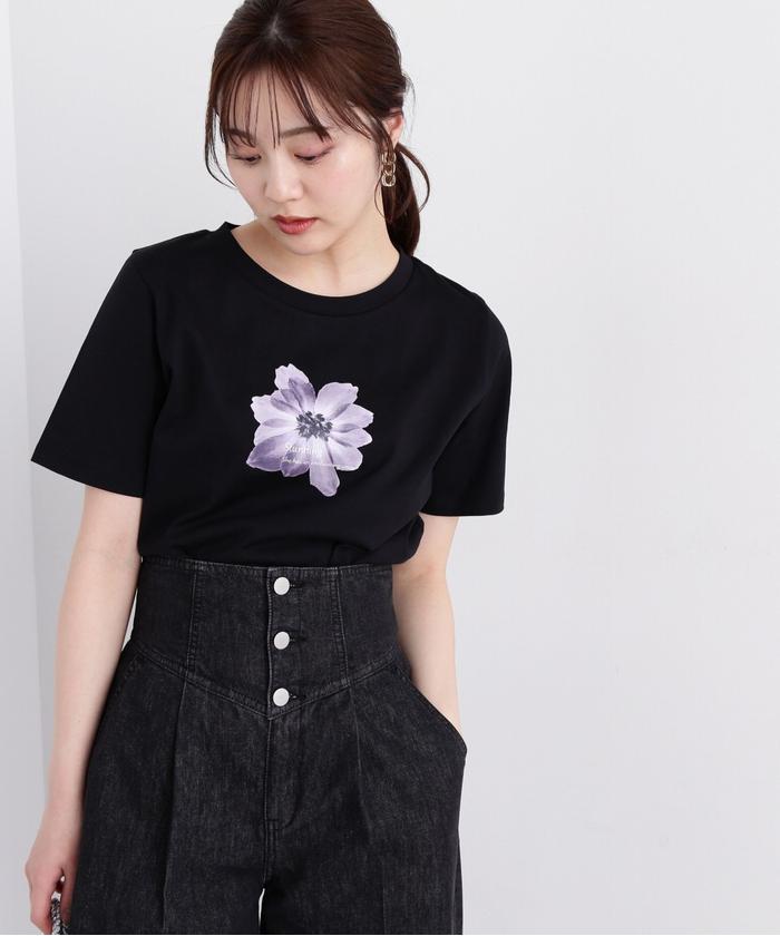 セール】ショート丈フラワーフォトTシャツ(505914584