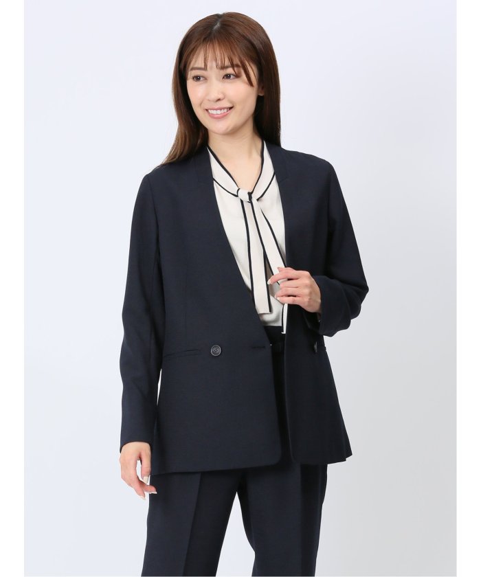 美品 INED イネド レディーススーツ ストライプ柄 パンツスーツ 11号 黒 美品 INED イネド レディーススーツ ストライプ柄 パンツスーツ