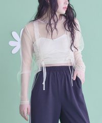 miette/チュールフロントシャーリングトップス/505915239