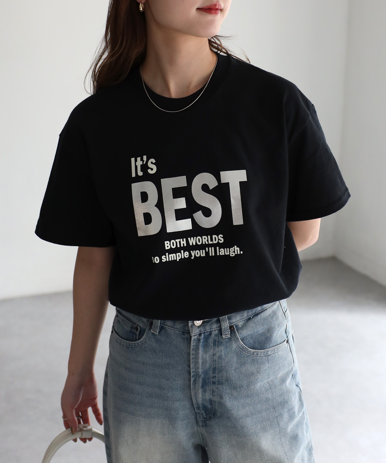 リベリー Riberry It's BEST 箔シルバープリントロゴTシャツ リベリー Riberry It's BEST 箔シルバープリントロゴTシャツ