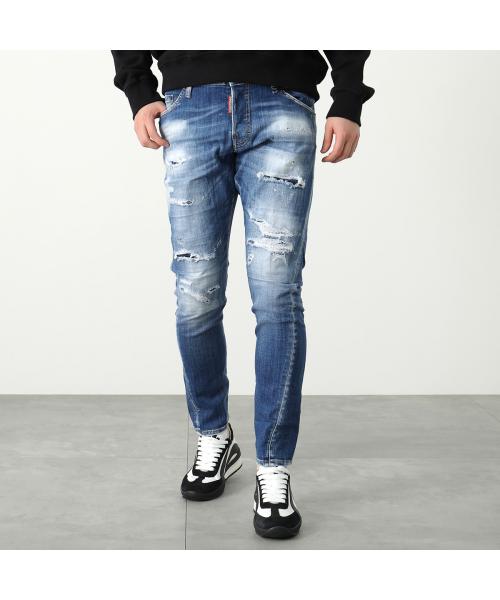 Dsquared2ストレッチブリーチ加工スリムジーンズデニム46
