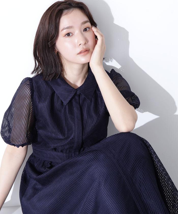 超極美品✨24SS✨ナチュラルビューティーベーシック✨メッシュシャツワンピースM セール 10%OFF】メッシュシャツワンピース(505916966