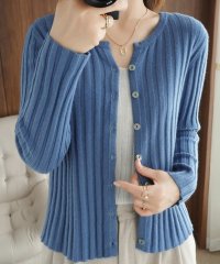 Amulet/アミュレット Amulet リブニットカーディガン レディース 10代 20代 30代 韓国ファッション カジュアル 秋 冬 無地 シンプル 上着 羽織り 暖か/505917604
