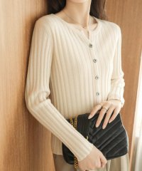 Amulet/アミュレット Amulet リブニットカーディガン レディース 10代 20代 30代 韓国ファッション カジュアル 秋 冬 無地 シンプル 上着 羽織り 暖か/505917604