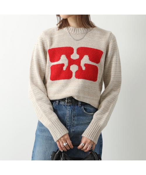 GANNI Graphic O-neck Pullover Butterflyトップス