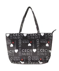 CECIL McBEE/セシルマクビー CECIL McBEE バッグ トートバッグ レディース Lサイズ ファスナー付き ロゴパターン TOTE BAG ブラック ホワイト 黒 白 /505918317