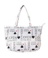 CECIL McBEE/セシルマクビー CECIL McBEE バッグ トートバッグ レディース Lサイズ ファスナー付き ロゴパターン TOTE BAG ブラック ホワイト 黒 白 /505918317