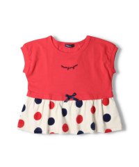 moujonjon/【子供服】 moujonjon (ムージョンジョン) 水玉・ドット柄ジャガード切替半袖Tシャツ 80cm～140cm M42802/505919025