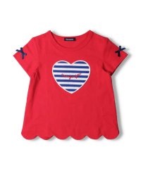 moujonjon/【子供服】 moujonjon (ムージョンジョン) ボーダーハートスカラップ半袖Tシャツ 80cm～140cm M42804/505919026