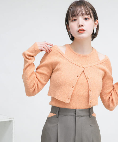 セール 20%OFF】ブークレタンクトップSETカーディガン(505919998 セール 20%OFF】ブークレタンクトップSETカーディガン(505919998