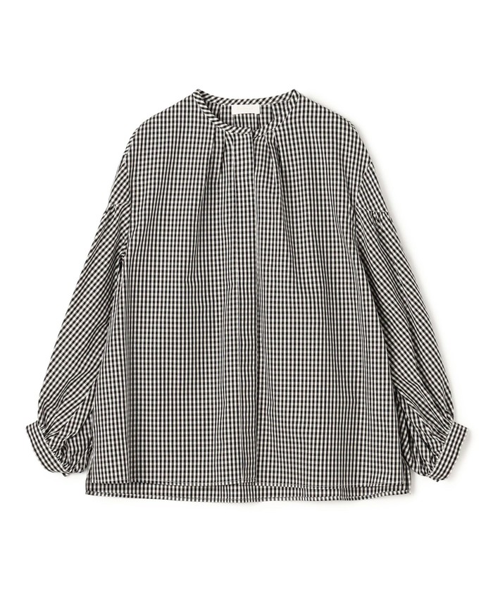 美品☆ボールジィ　コットンキュプラギンガムチェックギャザーパフブラウス　24年製 セール 40%OFF】コットンキュプラギンガムチェック ギャザーパフ